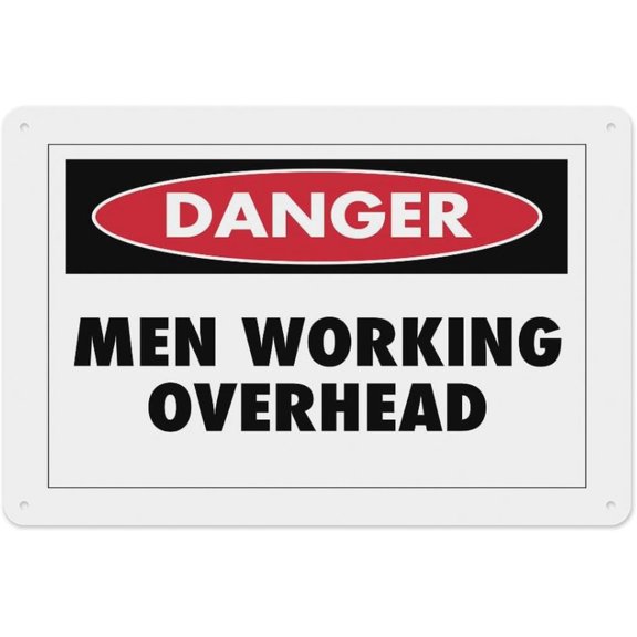 Danger Men Working Overhead Sign 8"x12" - Aluminum Tin Warning for Home Outdoor Garden, Weatherproof Safety Decor for Worksite