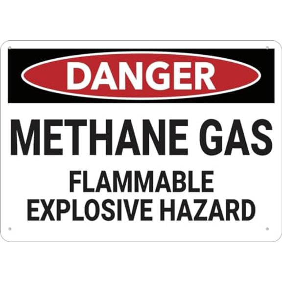 Danger Methane Gas Flammable Explosive Hazard Sign Signs Outdoor, Uv Printed Aluminum 12 X 8 In, Weatherproof And Security Signs For Home Or Business