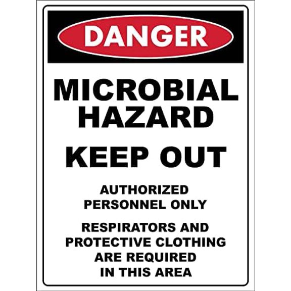 Danger Microbial Hazard Keep Out Sign Metal Tin Sign 8x12 Inches