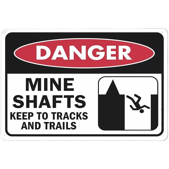 Danger Mine Shafts Keep To Tracks And Trails Sign - 8"x12" Rust Free UV Printed Aluminum, 4 Pre-Drilled Holes Durable Weatherproof Sign for Business