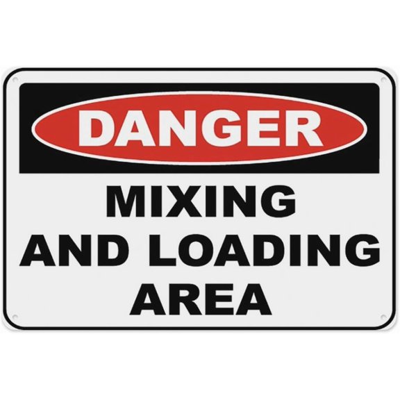 Danger Mixing And Loading Area Sign 8"x12", Aluminum Tin Warning Signs for Home Outdoor Garden, High Visibility Hazard Sign for Chemicals