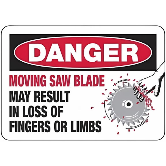 Danger Moving Saw Blades OSHA/ANSI Sign - 12×8 Inches, Metal Tin Sign, Machine Warning for Workplace Safety