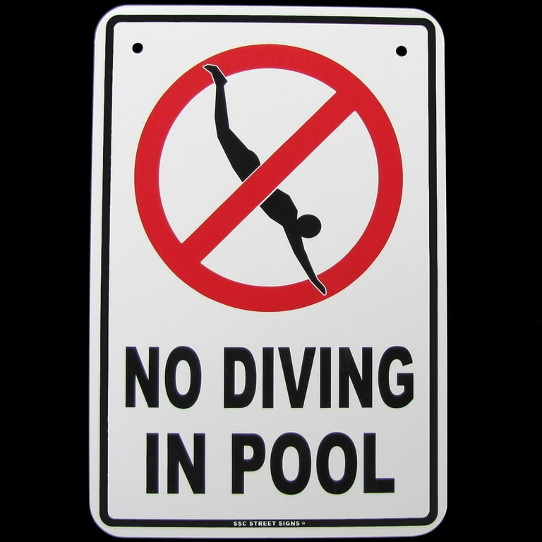 Danger No Diving in Pool Warning Wall Sign Danger No Diving in Pool Warning Wall Sign