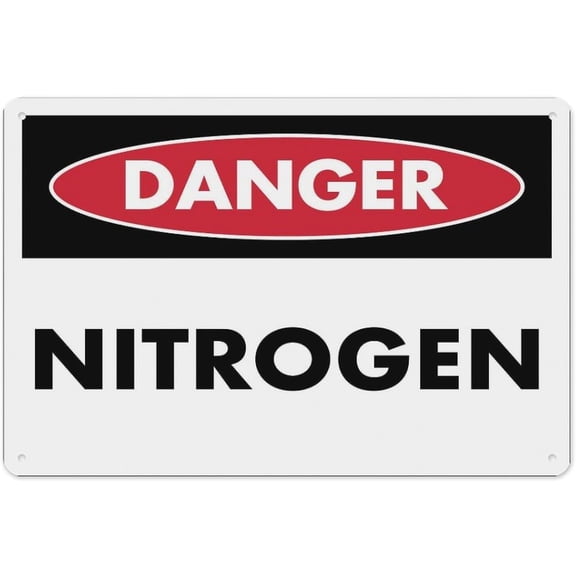 Danger Nitrogen Sign 8"x12" - Aluminum Tin Warning for Home Outdoor Garden, Durable Hazard Decor for Lab