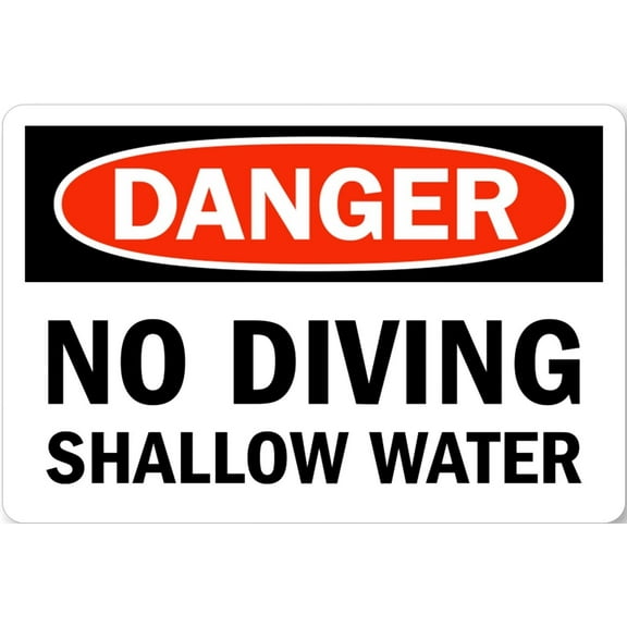 Danger No Diving in Shallow Water 12" x 8" Aluminum Metal Novelty Sign