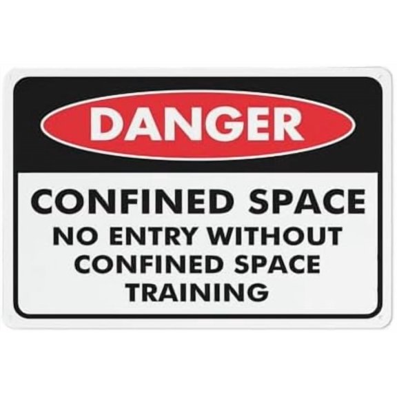 Danger No Entry Without Confined Space Training Sign 12 X 8 Inch Metal Sign, Rustproof Aluminum, Multicolor