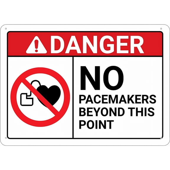 Danger No Pacemakers Sign - 8"x12" UV Printed Aluminum Sign for House Business