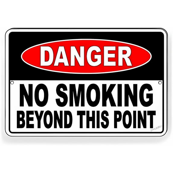 Danger No Smoking Beyond This Point Warning Plaque - 8"x12" New Rust-Free Metal Tin Decor, Yard Office Use