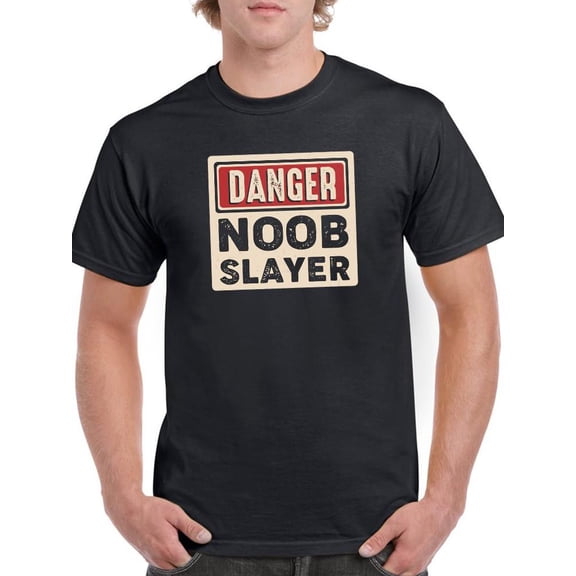 Danger! Noob Slayer T-Shirt Men -Smartprints Designs, Male 4X-Large