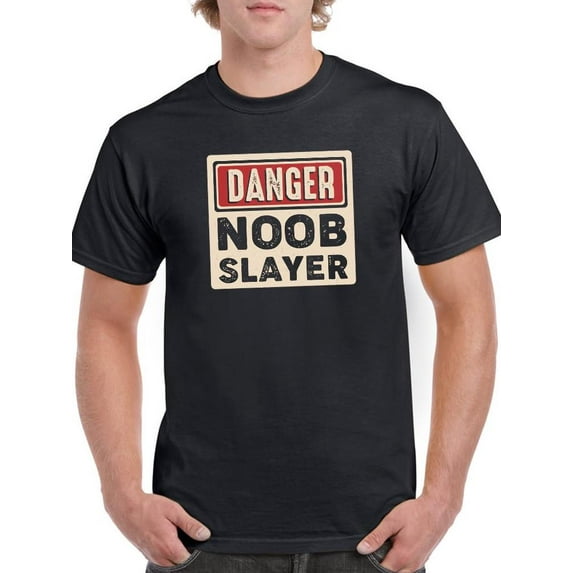 Danger! Noob Slayer T-Shirt Men -Smartprints Designs, Male 5X-Large