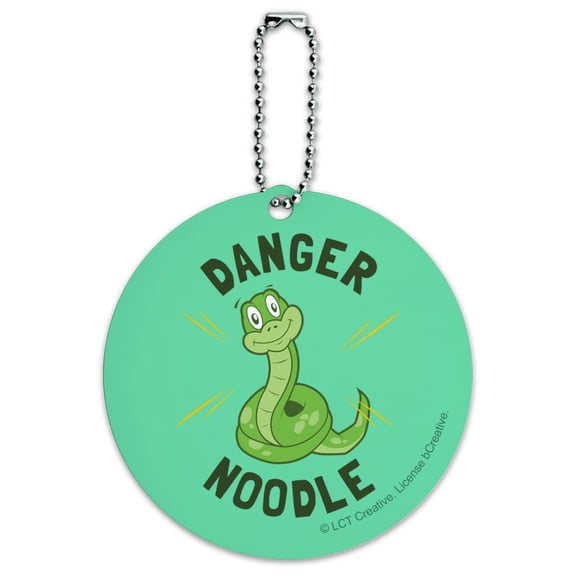 Danger Noodle Snake Funny Humor Round Luggage ID Tag Card Suitcase Carry-On
