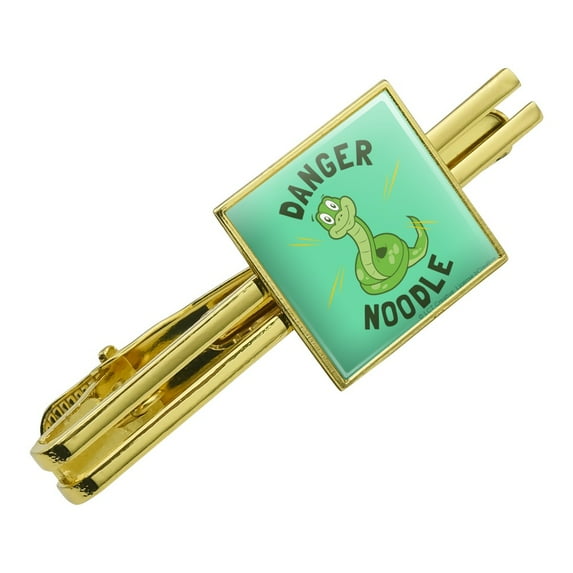 Danger Noodle Snake Funny Humor Square Tie Bar Clip Clasp Tack- Silver or Gold