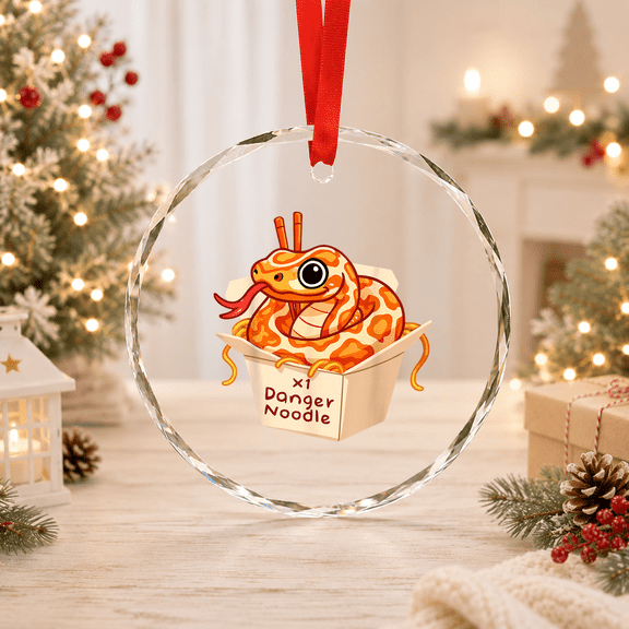 Danger Noodles Snake Ball Python Reptile Snakes Snek Glass Ornament, Vintage Glass Ornament