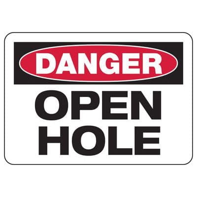 Danger Open Hole Construction Signs Safety & Compliance Signs/OSHA & ANSI Compliant Safety Signs/Large Format Safety Signs Metal Size: 8 x 12 inch