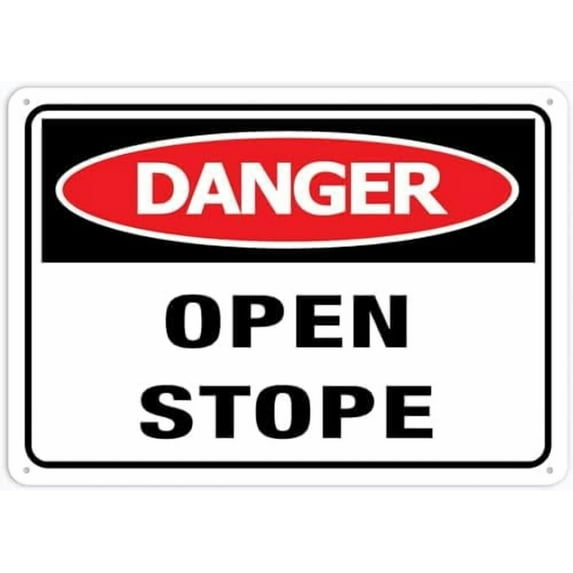 Danger Open Stope Sign Metal Signs 12X8 Inch Rust Free Aluminum,Uv Ink Printing,Durable Outdoor For Home