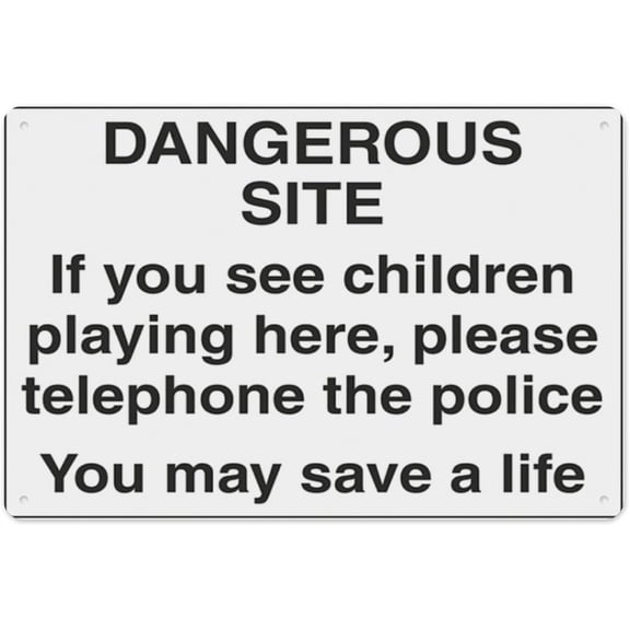 Danger Ous Site If You See Children Playing Here 8"x12", Aluminum Tin Warning Signs for Home Outdoor Garden, High-Visibility Safety Sign