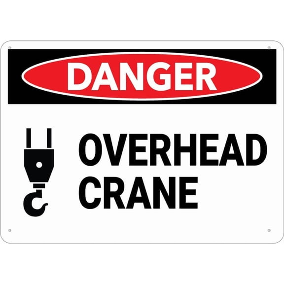 Danger Overhead Crane Warning Sign For House 12"" X 8"" Yard Sign, Premium Aluminum, Sun-Proof, Rust-Free