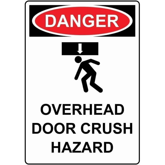Danger Overhead Door Crush Hazard Sign – 8x12 Inch Reflective RustFree Aluminum,HighVisibility Safety Warning,For Workplace & Construction Sites