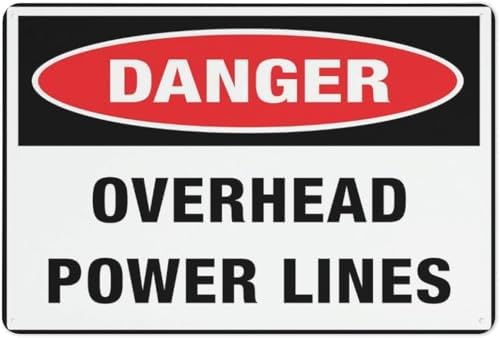 Danger Overhead Power Lines 12 X 8 Inches Aluminum Metal Warning ...