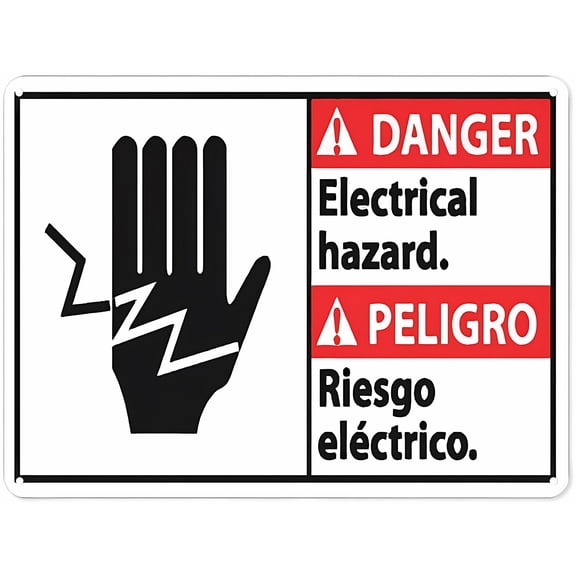 Danger PELIGRO - Electrical Hazard Safety Sign - 8"x12" Aluminum Danger Tin Road Sign, Workplace Electrical Safety Marker