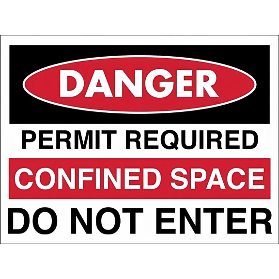 Danger Permit Required Confined Space Do Not Enter Sign - 8"x12" Aluminum Metal Tin Sign Plate, Safety Restriction Alert for Confined Space, Industrial Tank, Restricted Access