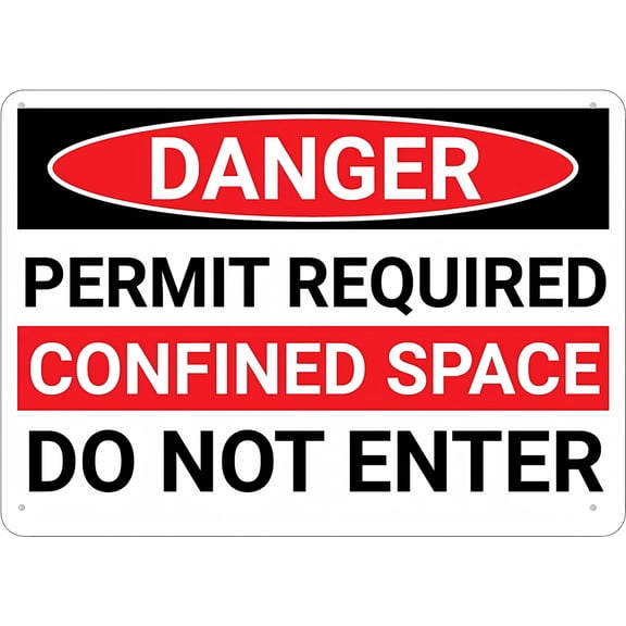 Danger Permit Required Confined Space Sign - 8"x12" UV Ink Printed Aluminum Sign for House Business, Confined Space, Industrial Tank, Safety Permit Zone