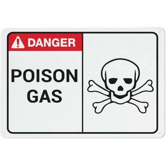 Danger Poison Gas With Graphic Warning Funny Vintage Tin Signs 8 X 12 Inch Wall Art Decor Iron Poster For Home Farmhouse Bar Cafe Yard Indoor Outdoor Gift