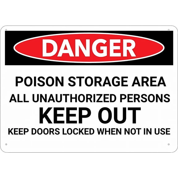 Danger Poison Storage Area Keep Out Keep Doors Locked Sign - 8"x12" Outdoor Metal Sign for Business Workplace Office Home Garden, Poison Storage, Lab, Chemical Area