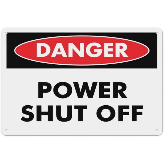 Danger Power Shut Off Sign 8"x12" - Aluminum Tin Warning for Home Outdoor Garden, Weatherproof Electrical Safety Decor