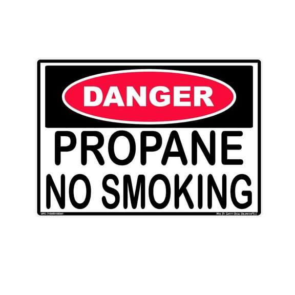 Danger Propane No Smoking Explosion Hazard Burn Injury Death Warning Black Red White Rectangle Label Sticker Decal Made in America (7" x 10")