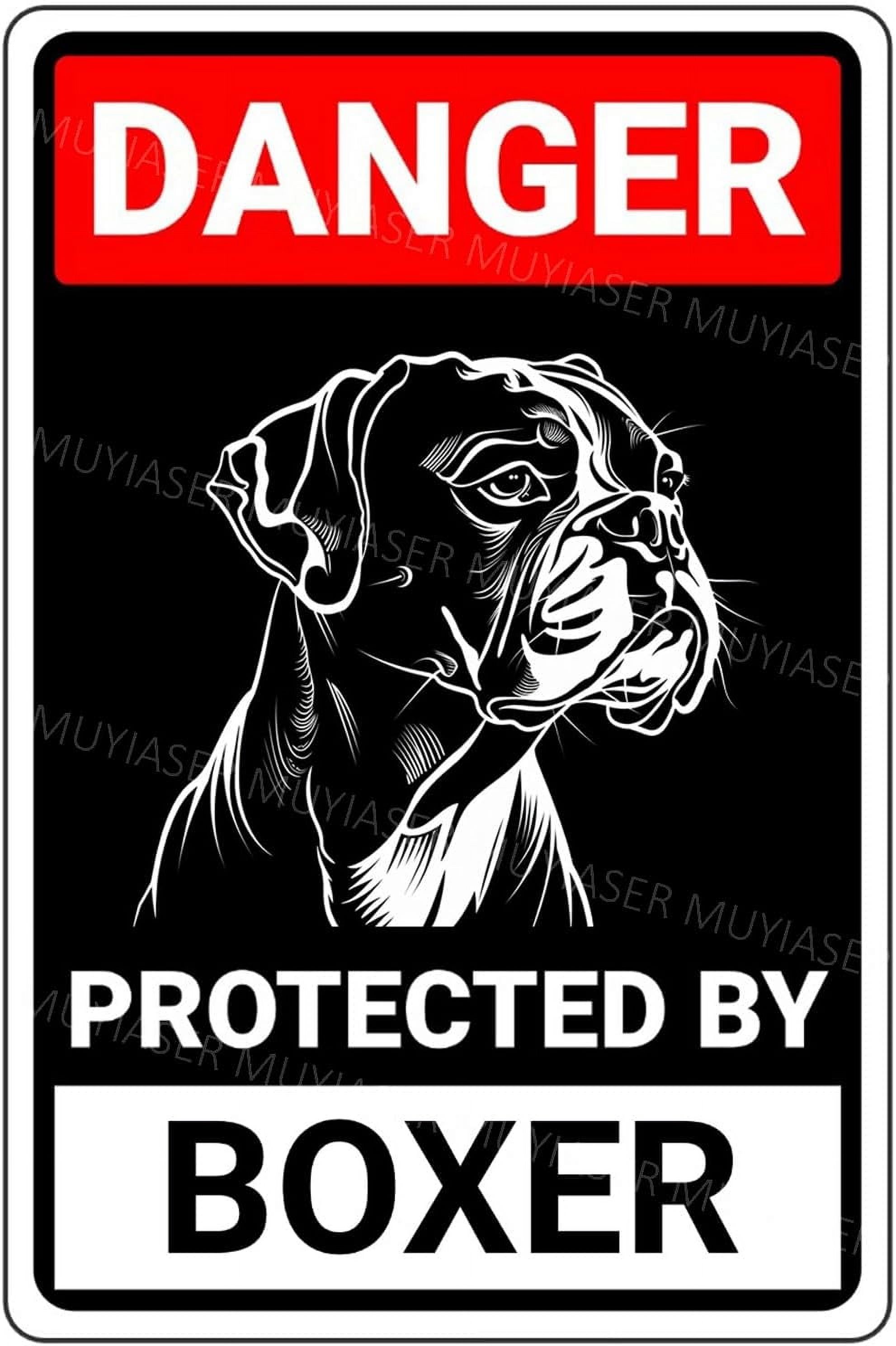 Danger Protected By Boxer Beware Of Dog Sign Aluminum Metal Tin Signs ...