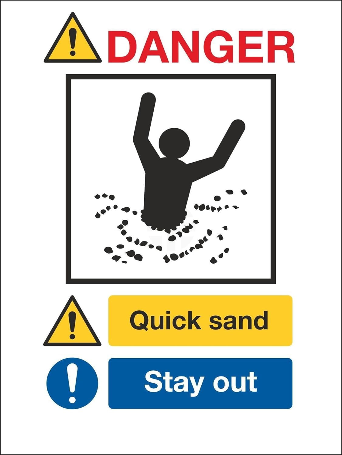 Danger Quicksand Sign - Stay Away Safety Signs, Quarry Signs, Danger ...