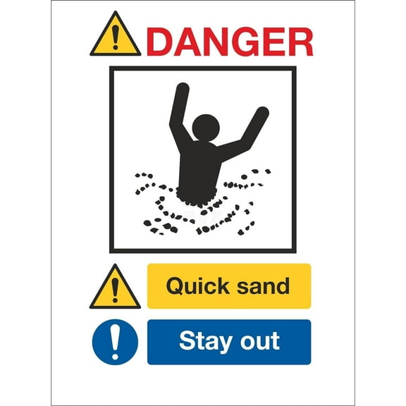 Danger Quicksand - Stay Away Safety, Quarry, Metal Sign - Warning, Notice - 8x12 Inch