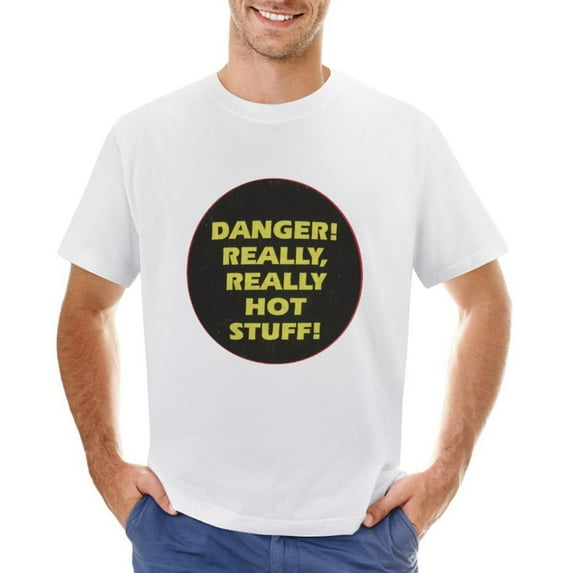 Danger! Really Hot Stuff Vintage T-shirt Mens Cotton Classic Crewneck Short Sleeve Tees Unisex White 4XL