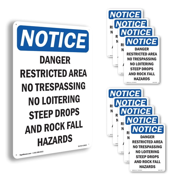 Danger Restricted Area No Trespassing OSHA Notice Aluminum Sign 14 Inch x 10 Inch - 10 Pack