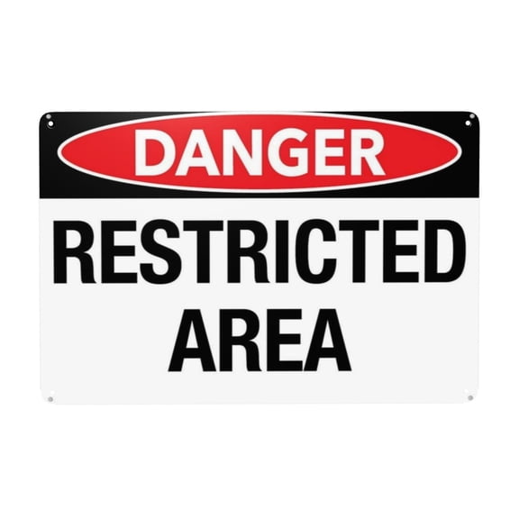 Danger Restricted Area Wall Sign Tin Sign Warning Metal Sign Vintage Sign Wall Decor for Home Farm Bar Coffee Shop Club Decoration 8x12 Inch