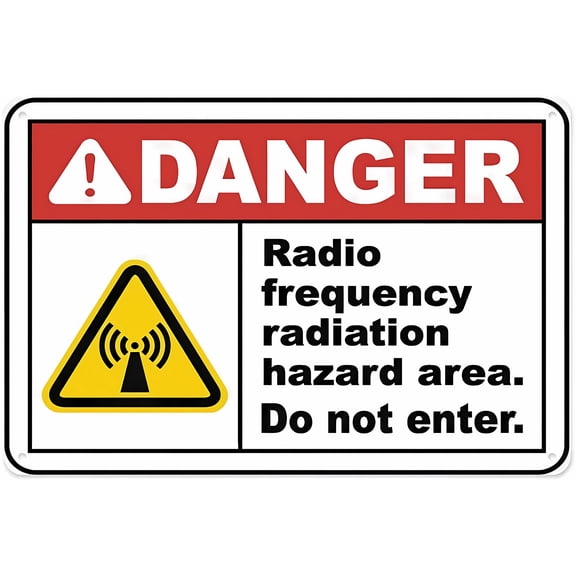 Danger Rf Radiation Hazard Area Sign - 8"x12" Aluminum Tin Warning Sign for Home Outdoor Garden, Radio Tower, Lab, RF Zone, Radiation Safety