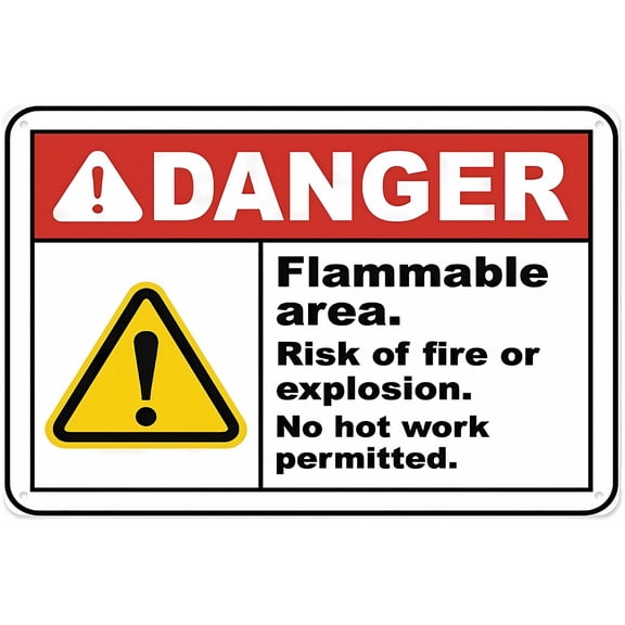 Danger Risk Of Fire Or Explosion Sign - 8"x12" Aluminum Tin Warning Sign for Home Outdoor Garden, Chemical Storage, Gas Zone, Fire Prevention