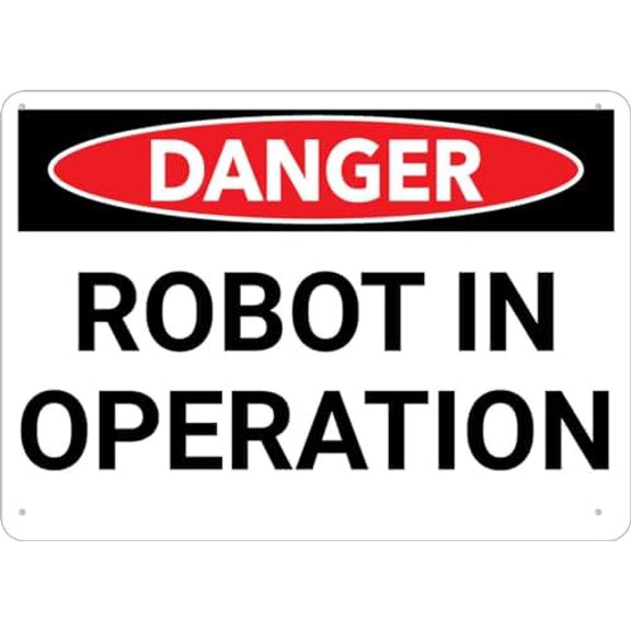 Danger Robot In Operation Sign 12X8 Inches Metal Aluminum Signs, Weather Resistant, Weatherproof, Indoor Or Outdoor