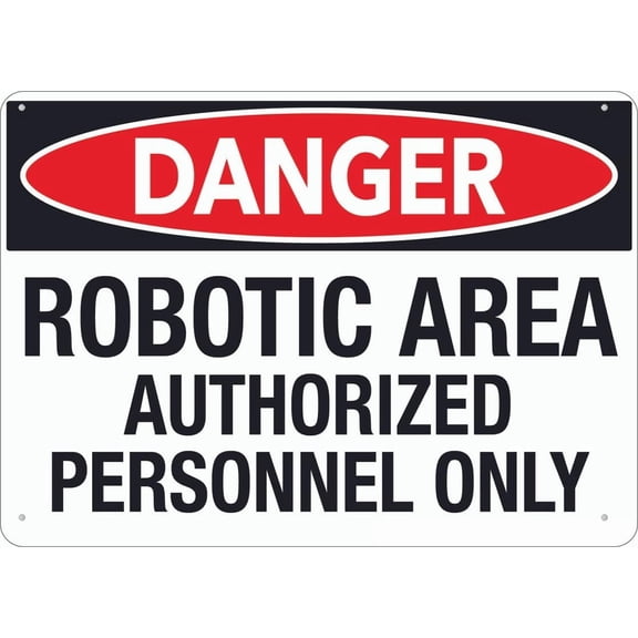 Danger Robotic Area Floor Sign 12X8 Inch Tin Sign Great For Garden And Yard Wall Decor
