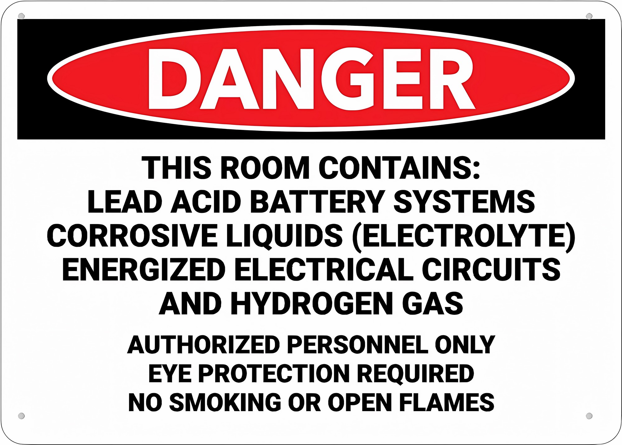 Dectronic System Sign Danger Room Lead Acid Battery Systems Sign - 12×8 Inches, Rust-Free ...