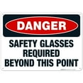 thumbnail image 1 of Danger Safety Glasses Required Beyond This Point Sign, OSHA Danger Sign, 10x14 Aluminum, 1 of 1