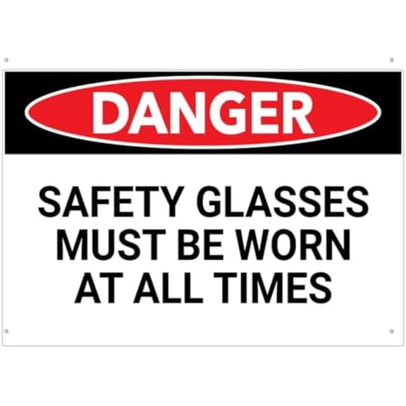 Danger Safety Glasses Signs Outdoor, Uv Printed Aluminum 12 X 8 In, Weatherproof And Security Signs For Home Or Business
