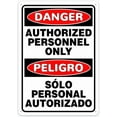 thumbnail image 1 of Danger Safety Sign Authorized Personnel Only Bilingual Rust Free Aluminum 12 X 8 In, Weatherproof And Heavy Duty Security Signs For Home Or Business, 1 of 4
