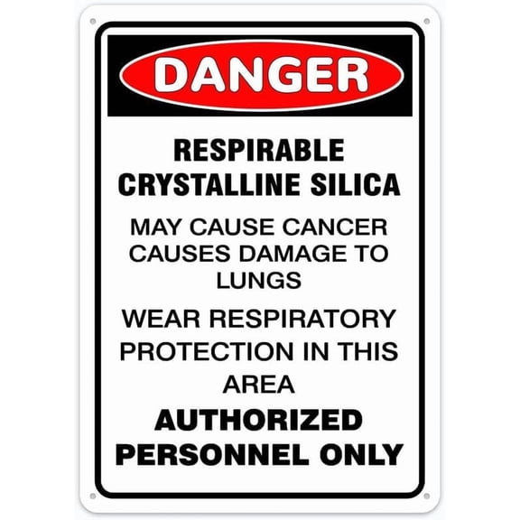 Danger Safety Sign Respirable Crystalline Silica May Cause Lung Damage 8"x12" Metal Tin Sign - Wall Decor for Home Kitchen, Farm, Garden & Garage