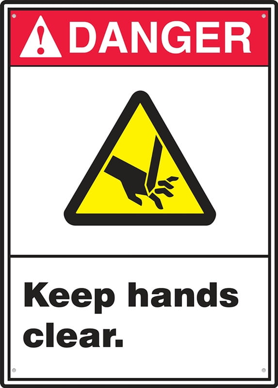 Danger Safety Signs Keep Hands Clear 8X12 Inch Rust Free Aluminum,Uv