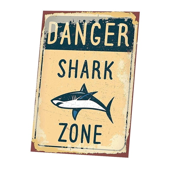 Danger Shark Zone Danger Metal Sign Home Pub Wall Decor Size: 8 x 12 inch