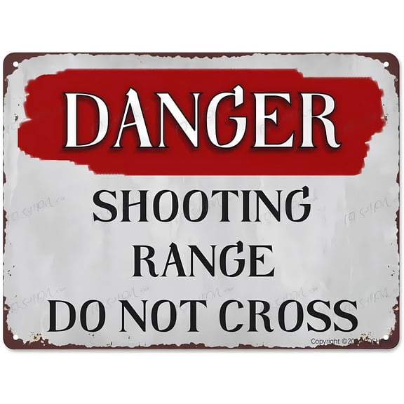 Danger Shooting Range Do Not Cross Sign - 12×8 Inches, Aluminum Warning Sign, Property Business Yard House Office Safety Decor