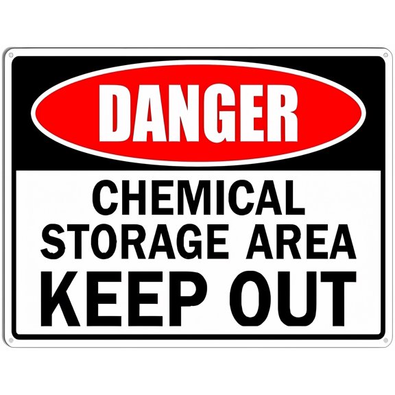 Danger Sign Chemical Storage Keep Out - 8"x12" Aluminum Tin Wall Decor for Home Coffee Bar