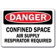 thumbnail image 1 of Danger Sign - Confined Space Air Supply Respirator Required - 10" x 14" OSHA Safety Sign, 1 of 1